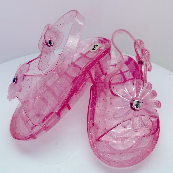 Infant Pink Glitter Kids Sandals - Size 3 - Picture 1 of 7